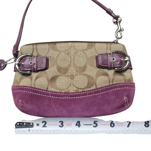 Y2k Coach Signature Purple Suede Corner Zip Wristlet - Picture 7 of 10